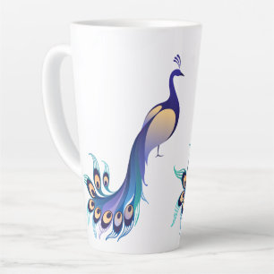 Taza De Café Latte Peacock Design Art Latte Mug