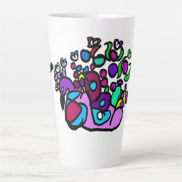 Taza De Café Latte Peacock purple roses 
