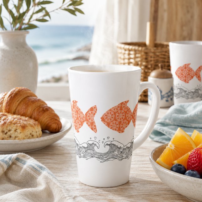 Taza De Café Latte Peces y olas  (Subido por el creador)