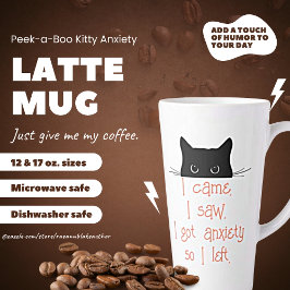 Taza De Café Latte Peek-a-Boo Kitty Anxiety Latte Mug