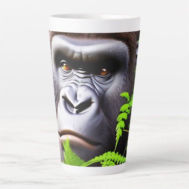Taza De Café Latte Peekaboo Gorilla, latte café Mug (Anverso)
