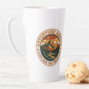 Taza De Café Latte Pegatina de Aventura Esperando - Montaña Nacional