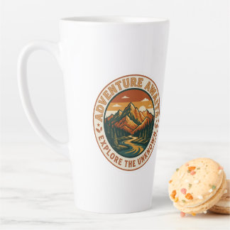 Taza De Café Latte Pegatina de Aventura Esperando - Montaña Nacional 