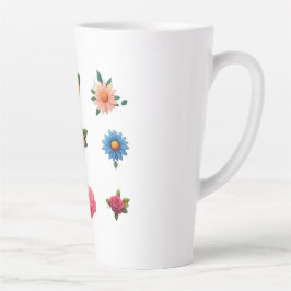 Taza De Café Latte Pegatina de Flor Exquisita