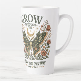 Taza De Café Latte Pegatina floral de polilla celestial