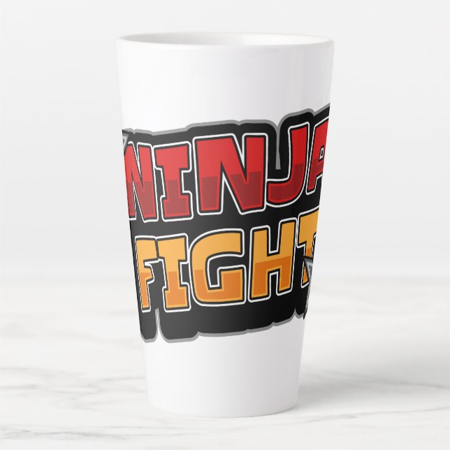 TAZA DE CAFÉ LATTE PELEA DE NINJA (Anverso)