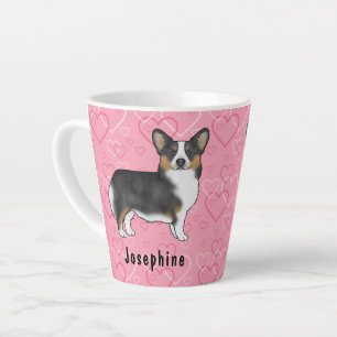 Taza De Café Latte Pembroke Welsh Corgi Tricolor Negro Patrón de Cora