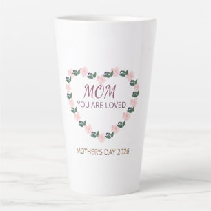 Taza De Café Latte Peonía Corazón Latte Amor por Mamá