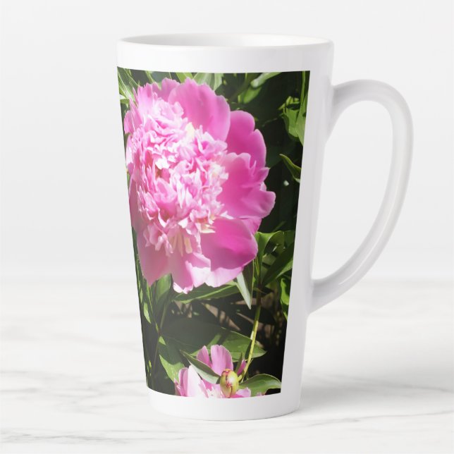 Taza De Café Latte peonías rosadas oscuras (Derecha)