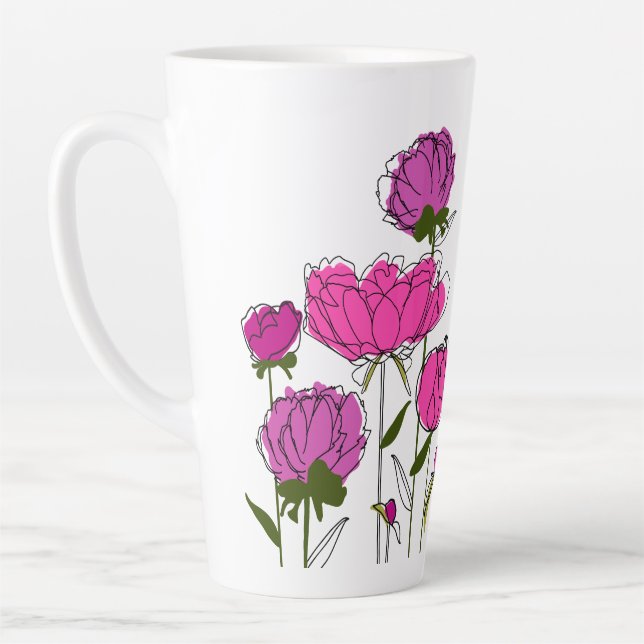 Taza De Café Latte Peonies Latte Mug (Izquierda)