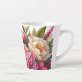 Taza De Café Latte Peonies Pink Peony Floral Latte Mug