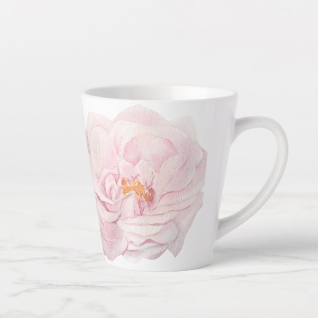 Taza De Café Latte Peony con pintura de mano (Derecha)