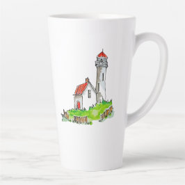 Taza De Café Latte Pequeña acuarela de faro