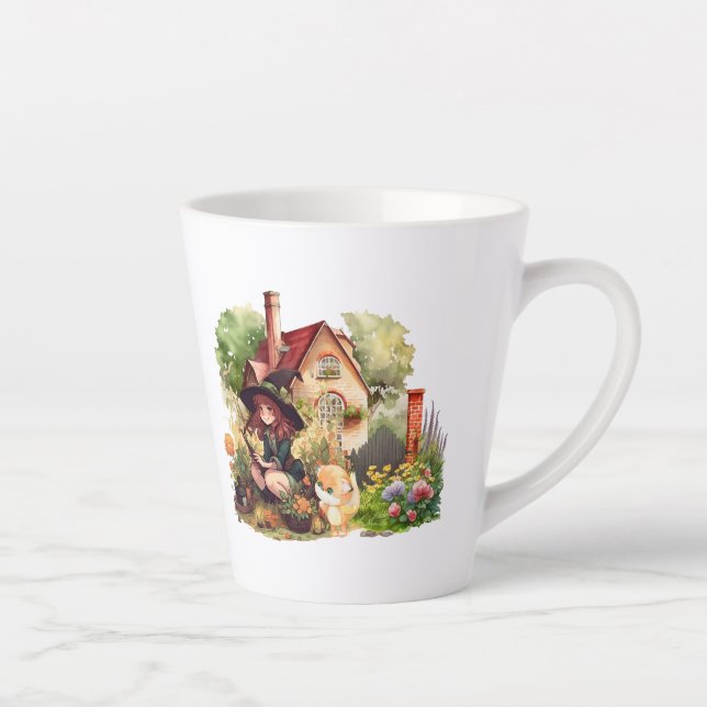 Taza De Café Latte Pequeña Bruja Y Fox (Derecha)