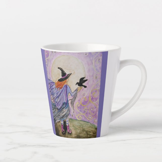 Taza De Café Latte Pequeña Bruja y Raven 2 (Derecha)