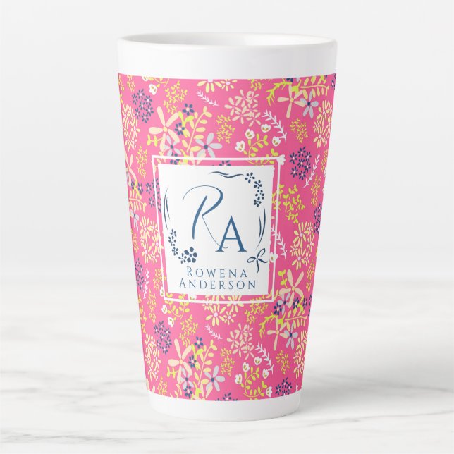 Taza De Café Latte Pequeña flores de Bouquet (Anverso)