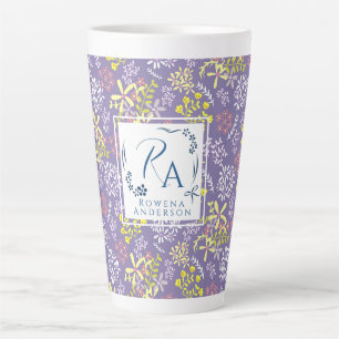 Taza De Café Latte Pequeño Bouquet Flores Lavender