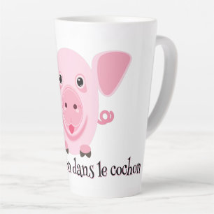 Taza De Café Latte Pequeño cerdo rosa feliz y lindo
