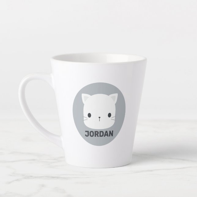 Taza De Café Latte Pequeño gato con nombre personalizado (Izquierda)