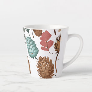 Taza De Café Latte Pequeño Latte Mug, 12 oz - Diseño de cono Pine