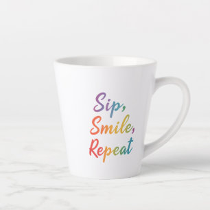 Taza De Café Latte Pequeño latte Mug - 12 oz Sip, Sonrisa, Repetir