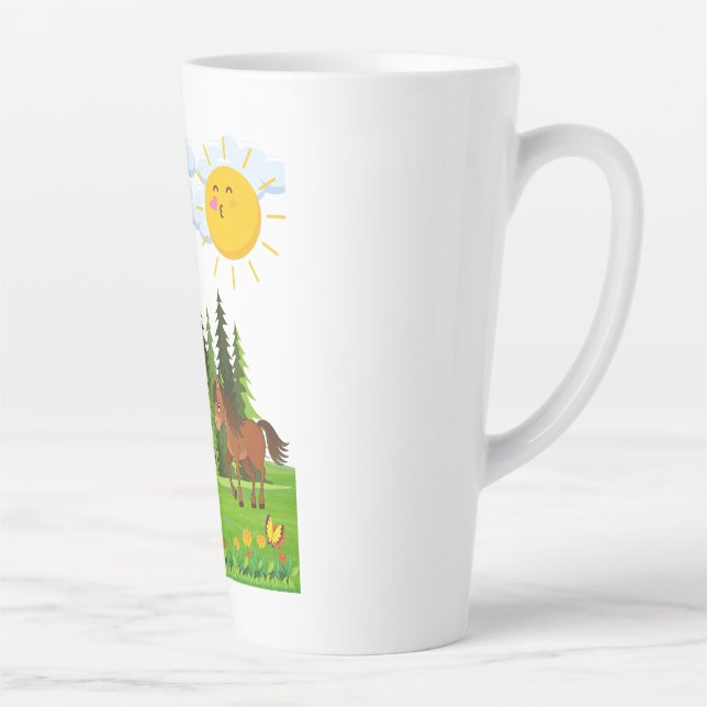 Taza De Café Latte Pequeños caballos de diseño para niños (Derecha)