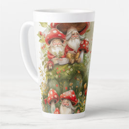 Taza De Café Latte Pequeños gnomos y toadstools arte digital
