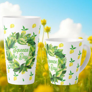 Taza De Café Latte Pequeños Limones en Taza de Latte Blanco