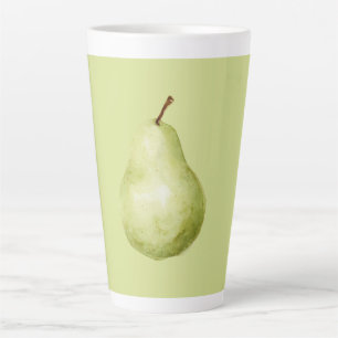 Taza De Café Latte Pera Fruta Verde
