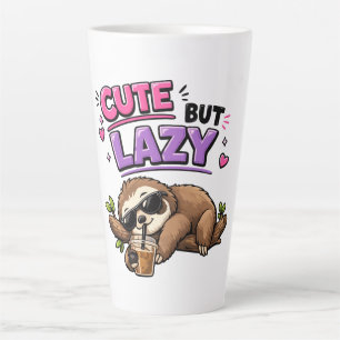 Taza De Café Latte Perezoso lindo pero perezoso con café helado