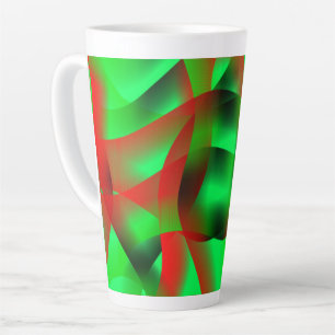 Taza De Café Latte Perezoso verde y las ondas rojas claras, con sombr