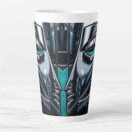 Taza De Café Latte Perfil Teal y Plata