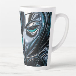 Taza De Café Latte Perfil Teal y Plata