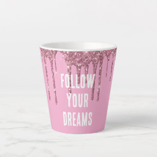 Taza De Café Latte Perforaciones de Purpurina rosado