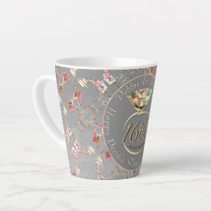 Taza De Café Latte Peridot 16° aniversario Boda y Silver Latte M