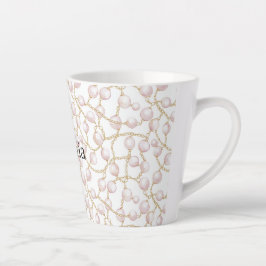 Taza De Café Latte Perlas Glam Rosa Dorado