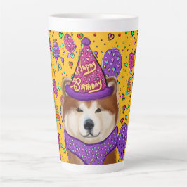 TAZA DE CAFÉ LATTE PERRO AKITA 