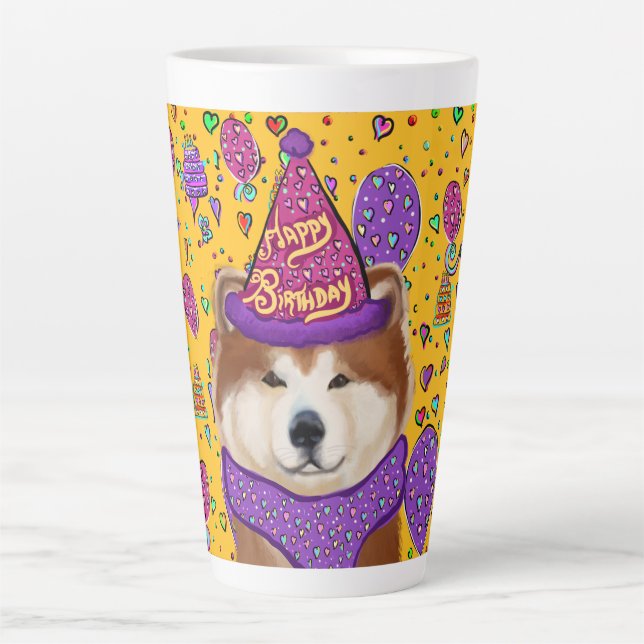TAZA DE CAFÉ LATTE PERRO AKITA  (Anverso)