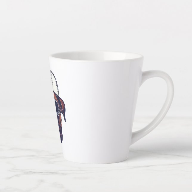 Taza De Café Latte Perro Boxer Con Azul Rojo Blanco (Derecha)