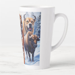 Taza De Café Latte Perro búfalo tigre al aire libre