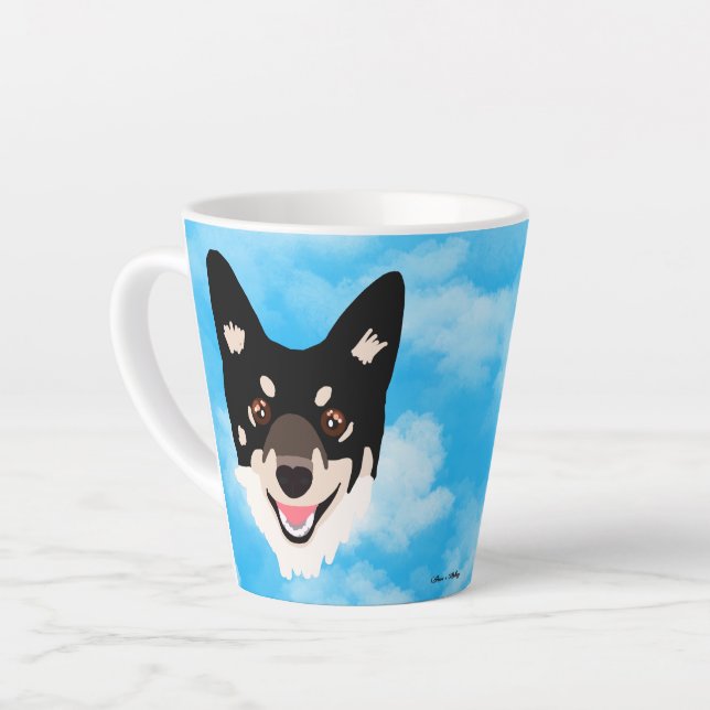 Taza De Café Latte perro con cielo (Ángulo izquierdo)