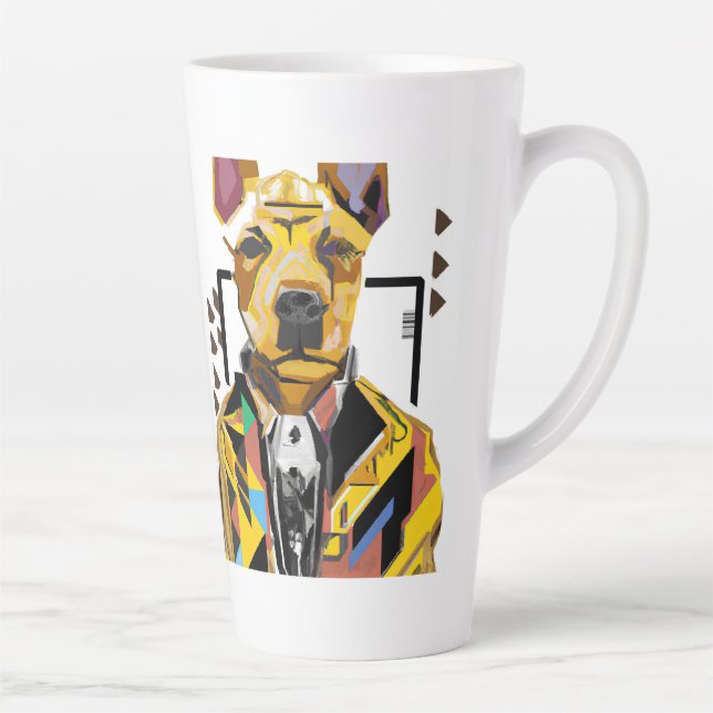 Taza De Café Latte Perro con traje: Arte digital (Derecha)