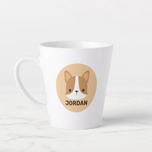 Taza De Café Latte Perro de Corgi con nombre personalizado