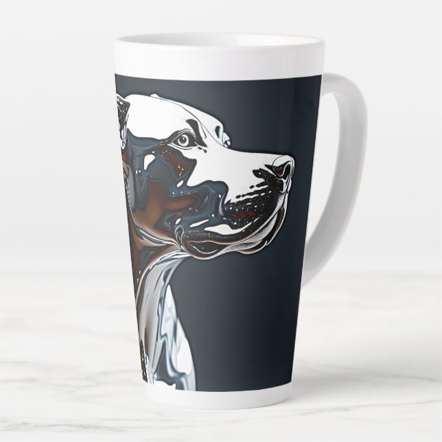 Taza De Café Latte Perro de Cromo Brillante (Ángulo derecho)