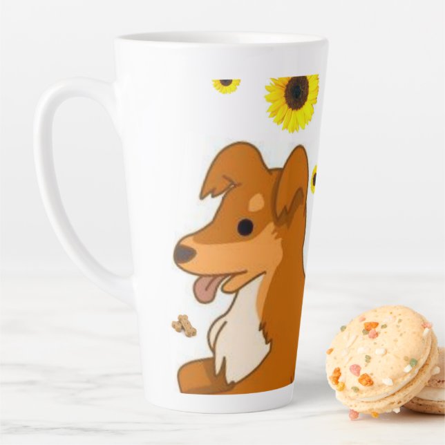 Taza De Café Latte Perro de girasol Latte Mug (In situ)