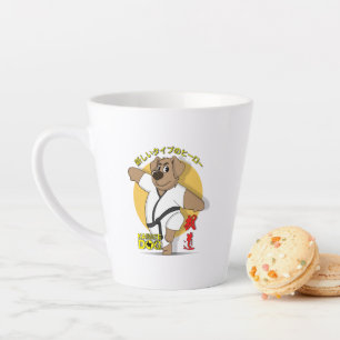 Taza De Café Latte Perro de Karate   Taza de Latte