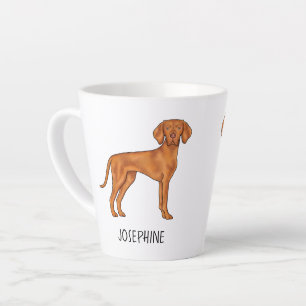 Taza De Café Latte Perro de punteros agudos con nombre personalizado