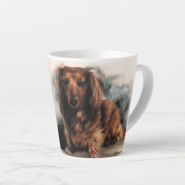 Taza De Café Latte Perro haitiano de Dachshund (Ángulo derecho)