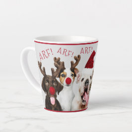 Taza De Café Latte Perro lindo, gracioso, Navidades, añadir nombre,