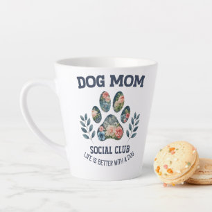 Taza De Café Latte Perro Mom Paw Floral